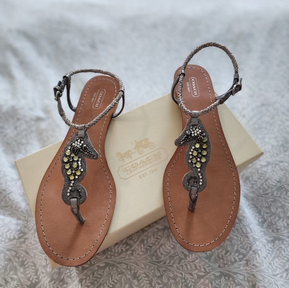 NEW! Coach Romona Sparkle Metal Sandals, NIB, Size 11 M - Picture 1 of 7